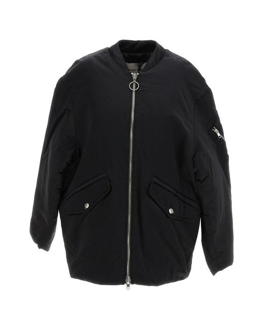 Stand Studio Black Prim Zip-Up Bomber Jacket