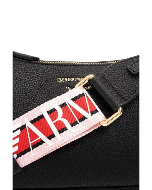 Emporio Armani Black Deer Print Baguette Mini Shoulder Bag