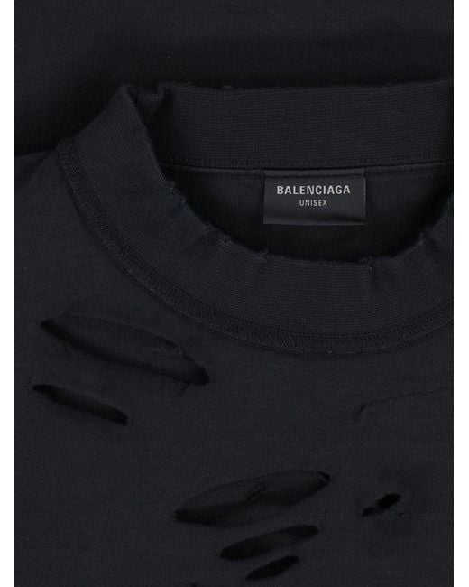 Balenciaga Black Logo Printed Distressed T-shirt