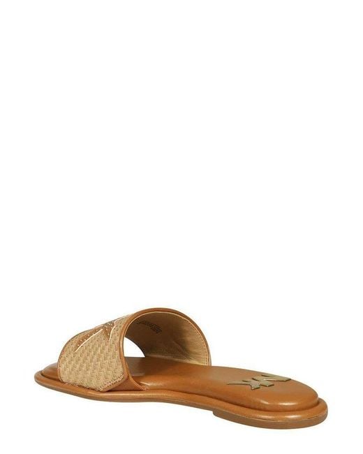 MICHAEL Michael Kors Brown Logo Embellished Slip-on Sandals