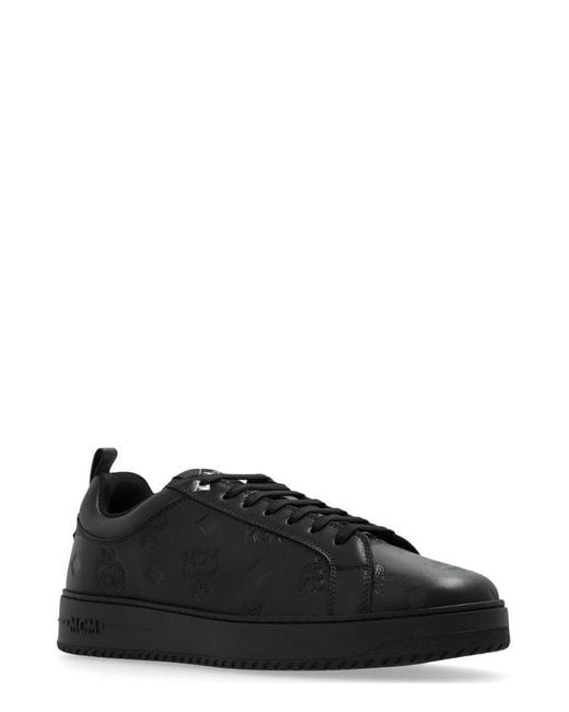 MCM Black Logo-Embossed Lace-Up Sneakers for men