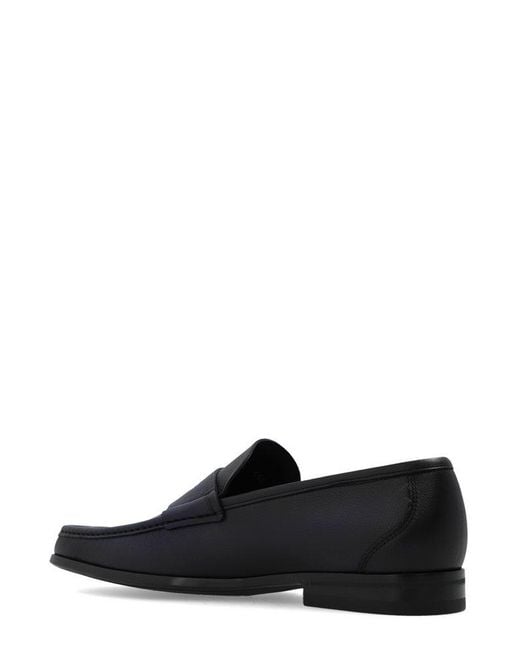 Ferragamo Black Logo-Debossed Slip-On Loafers for men