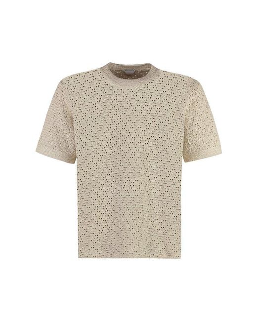 Bottega Veneta White Cotton Knit T-Shirt for men