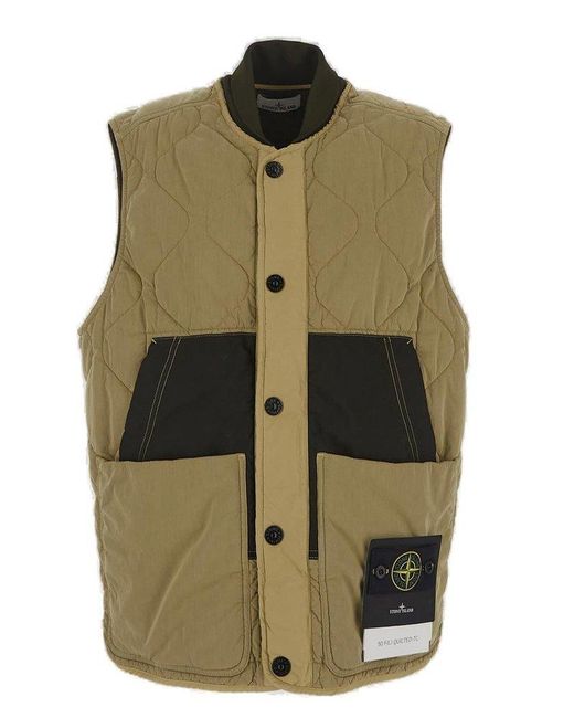 Stone Island Green Compass-patch Quilted Sleeveless Gilet for men