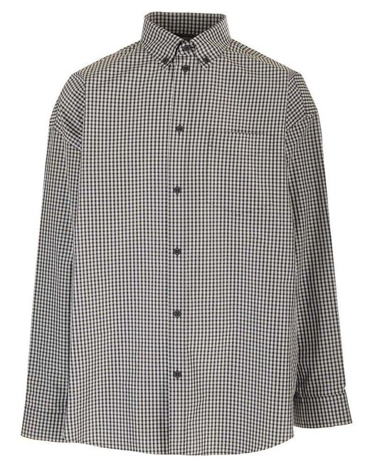 Balenciaga Checked Oversized Shirt in Gray for Men | Lyst