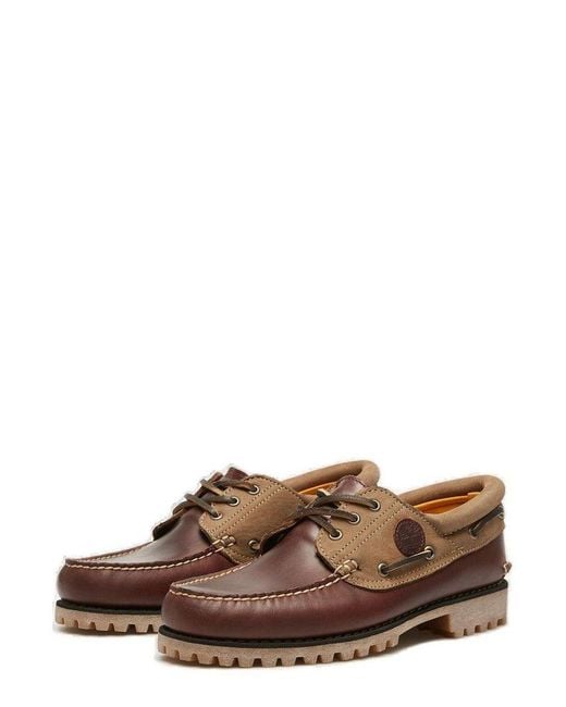 Timberland Brown Logo Patch Lace-Up Shoes for men