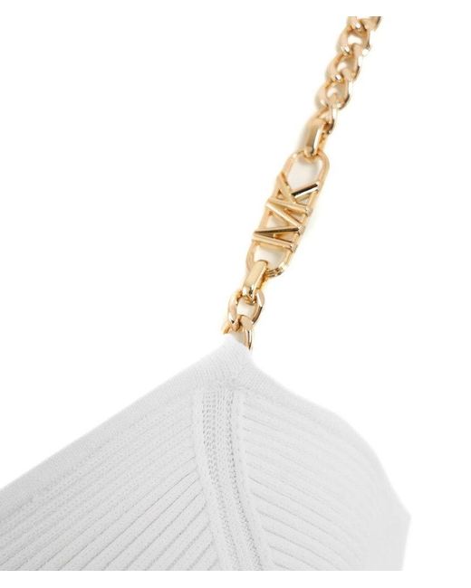 Michael Kors White V-neck Chain Strap Mini Dress