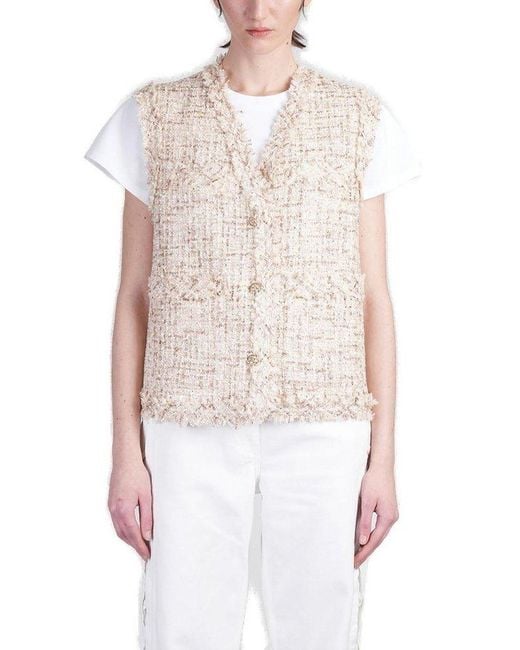IRO White Ozya Frayed-Edge Tweed Vest