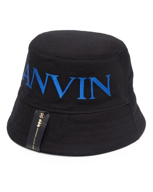 Lanvin Black Logo-embroidered Reversible Bucket Hat for men