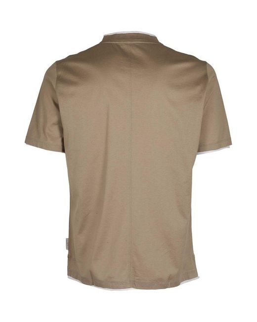Paolo Pecora Natural Short Sleeved Crewneck T-shirt for men