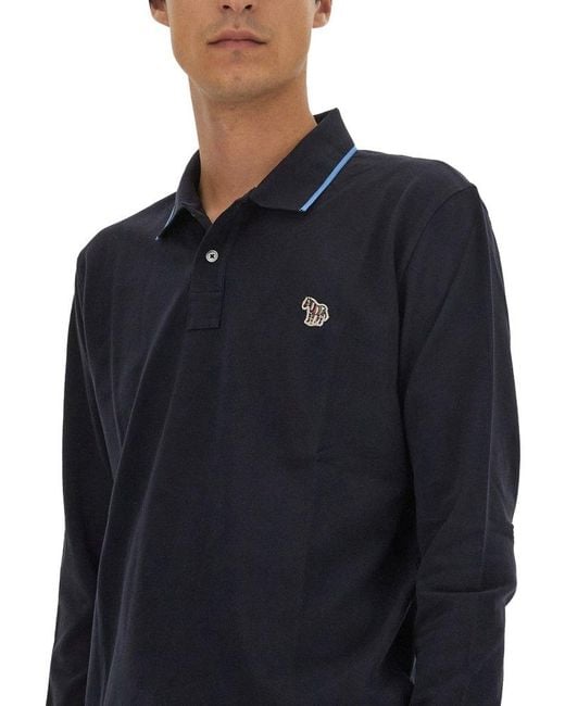 PS by Paul Smith Blue Polo Shirt With Zebra Patch for men
