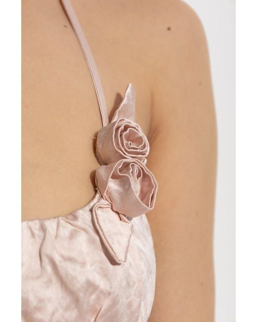 Blumarine White Satin Top With Appliqué