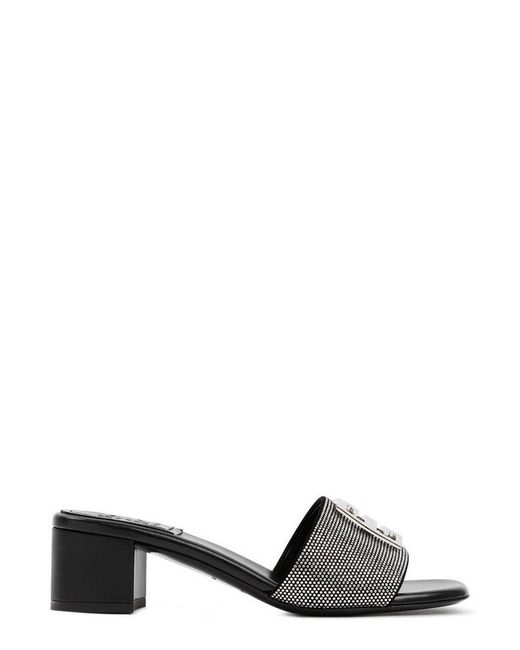 Givenchy Leather 4g Plaque Heeled Mules in Black | Lyst