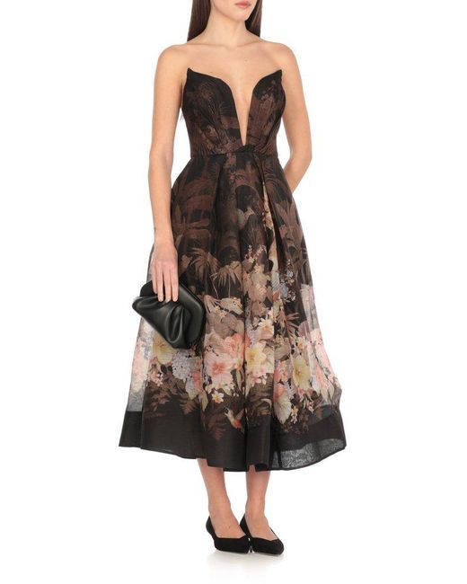 Zimmermann Illuminate Draped Midi Dress in White | Lyst