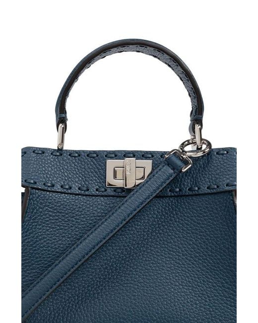 Fendi Blue Peekaboo Mini Tote Bag