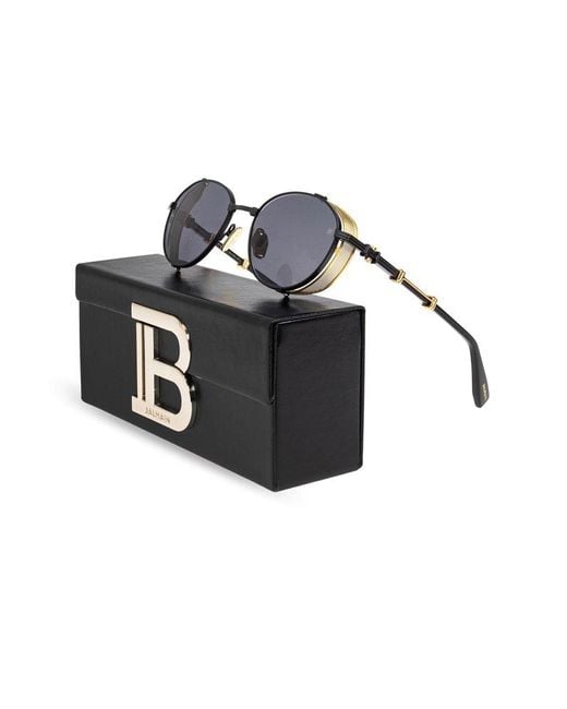 Balmain Black Round Frame Sunglasses for men