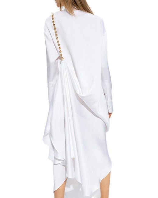 Loewe White Chain-detail Silk Shirt Dress