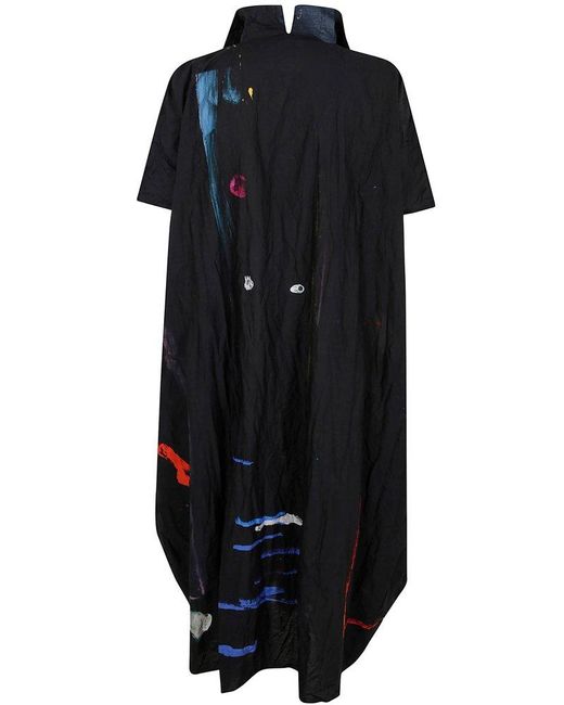 Daniela Gregis Black Abstract Print Maxi Dress