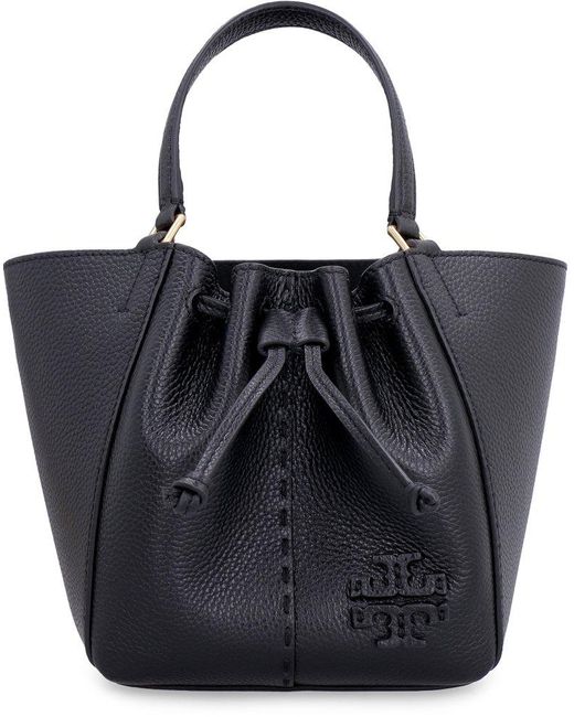 Tory Burch Leather Drawstring Top Handle Bag in Black Lyst UK