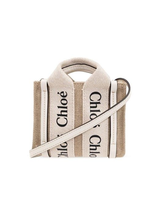Chloé White Woody Micro Tote Bag