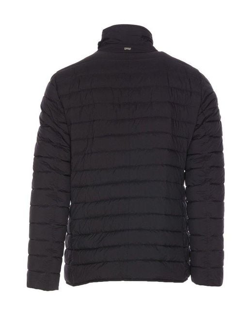 Herno Black Button Fastened Quilted Down Jacket for men