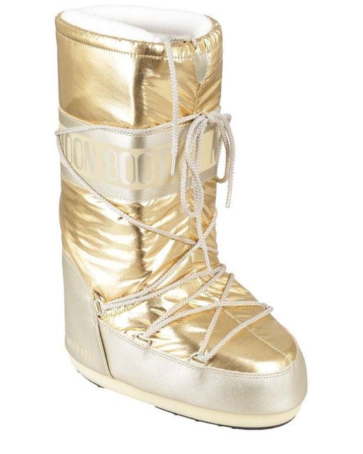 Moon Boot Natural Metallic Effect Lace-up Boots
