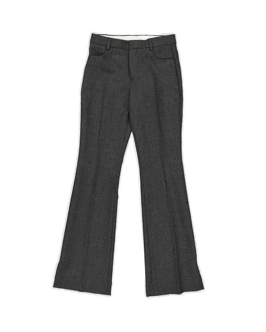 AMI Black Mid-rise Flared Tailored Trousers