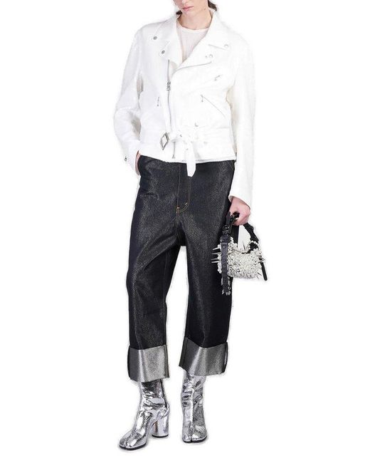 Junya Watanabe White Zipped Biker Jacket