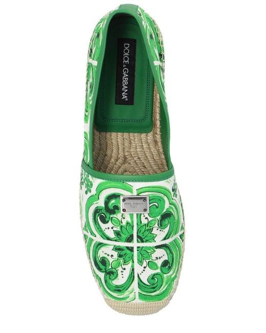 Dolce & Gabbana Green Majolica Printed Espadrilles for men