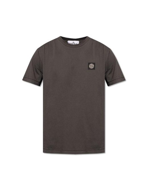 Stone Island Gray T-shirt With Logo, for men