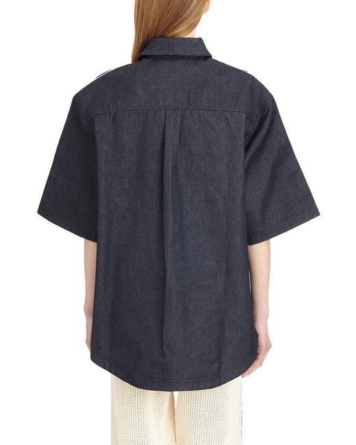 adidas Originals Denim Short Sleeved Shirt in Black | Lyst