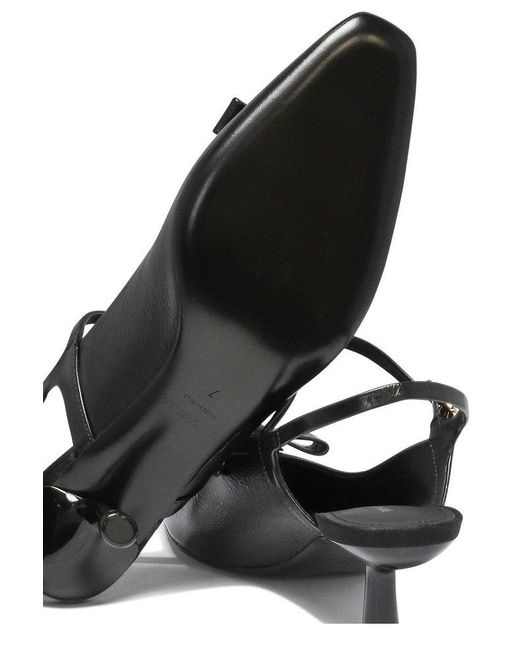 Ferragamo Black Ophelia Slingback Bow-detailed Pumps