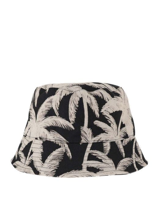 Palm Angels Black Bucket Palm Hat for men