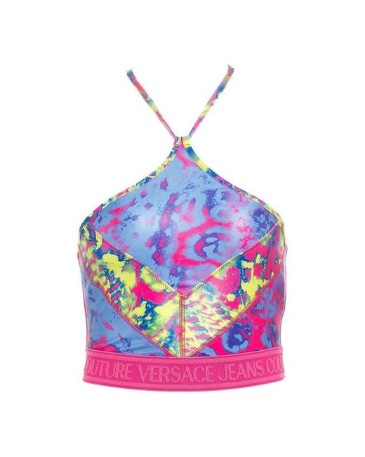 Versace Pink All-over Printed Halterneck Top