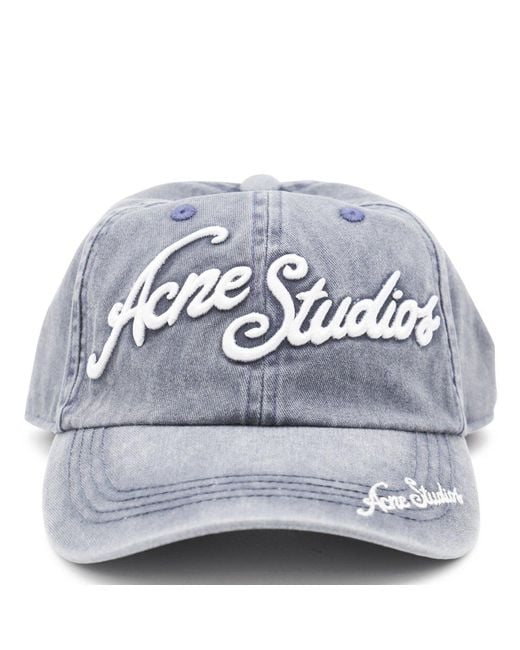 Acne Gray Logo Embeoidered Curved Peak Cap for men