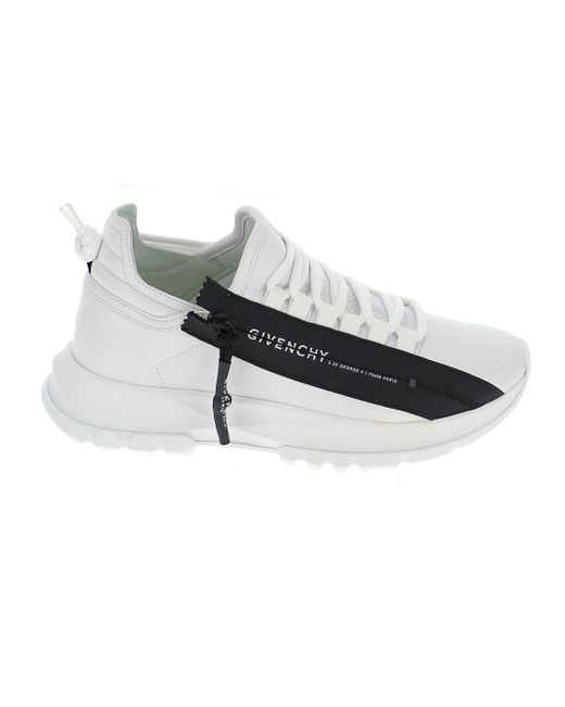 Givenchy White Spectre Zipped Perforated Leather Trainers