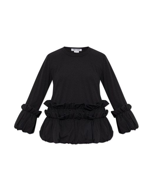 Comme des Garçons Black Ruffled Crewneck Top