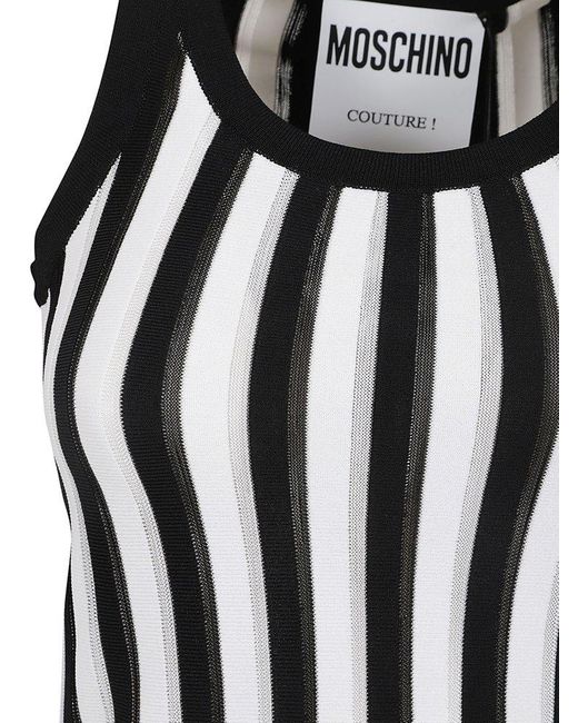 Moschino Black Striped Sleeveless Dress