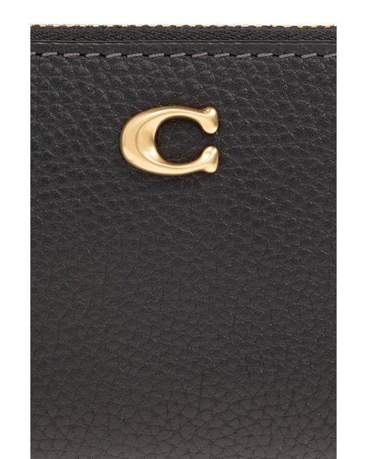 COACH Black Card Case With Logo,