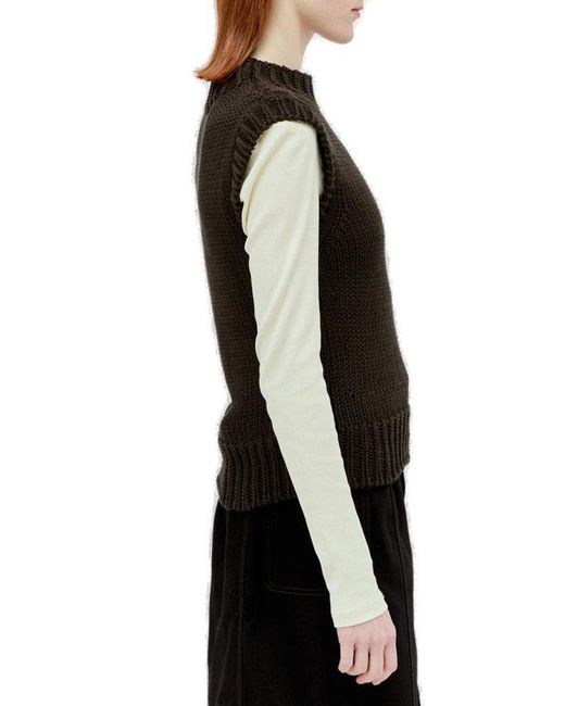 Lemaire Black Crewneck Chunky Knitted Vest