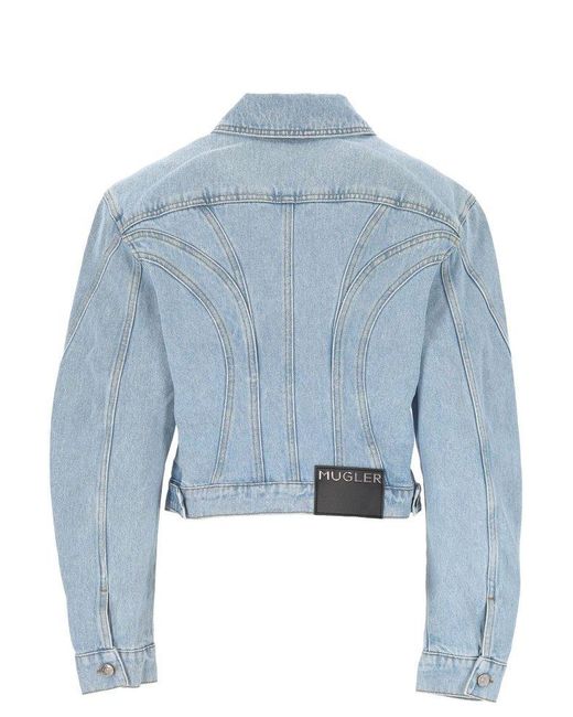 Mugler Blue Structured Denim Jacket