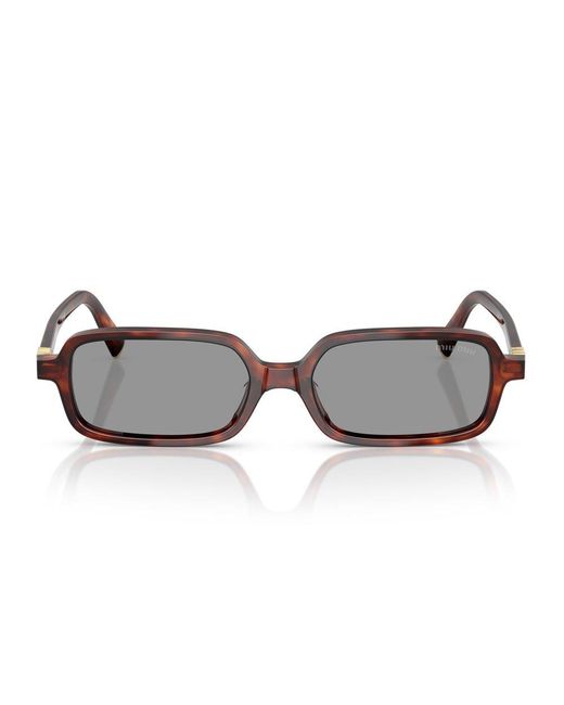 Miu Miu Gray Rectangular Frame Sunglasses