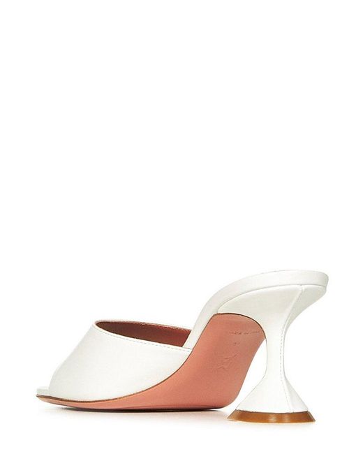 AMINA MUADDI White Square Toe Heeled Sandals