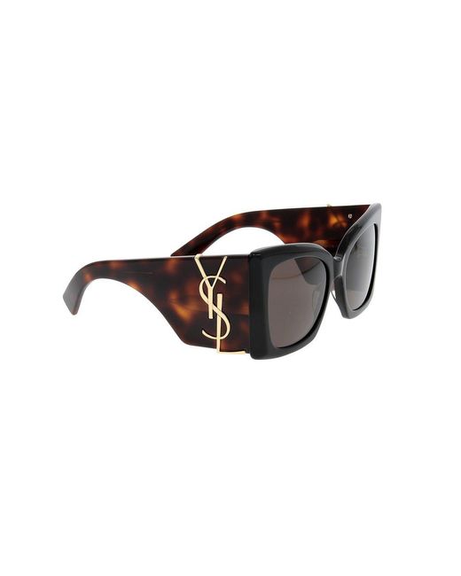 Saint Laurent Black Blaze Square Frame Sunglasses