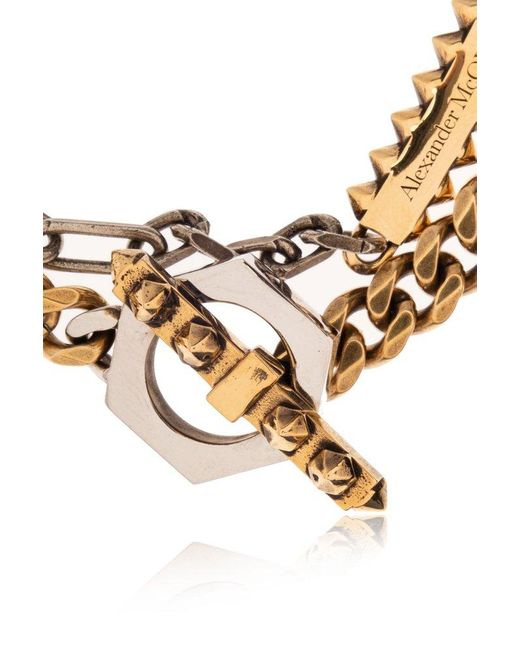 Alexander McQueen Metallic Brass Bracelet,