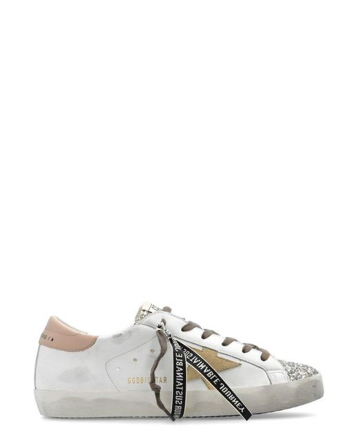 Golden Goose Deluxe Brand White Star Patch Glittered Sneakers