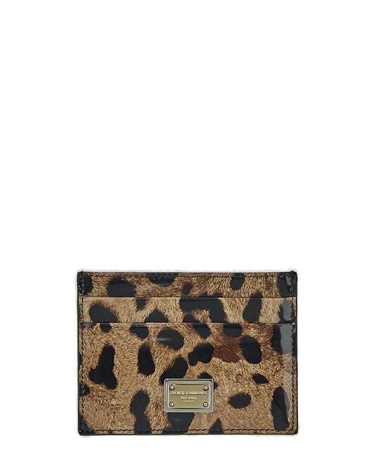 Dolce & Gabbana Gray Leopard-Print Card Holder