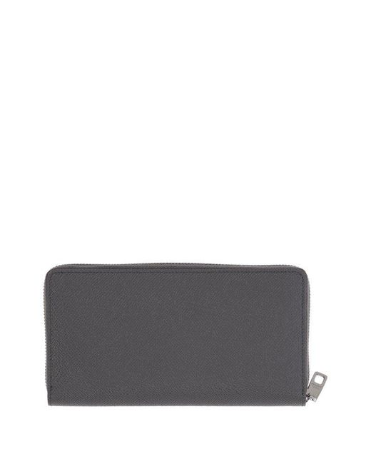 Dolce & Gabbana Gray Branded Plate Zip-around Wallet for men