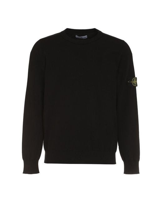 Stone Island Black Cotton Crew-Neck Sweater for men