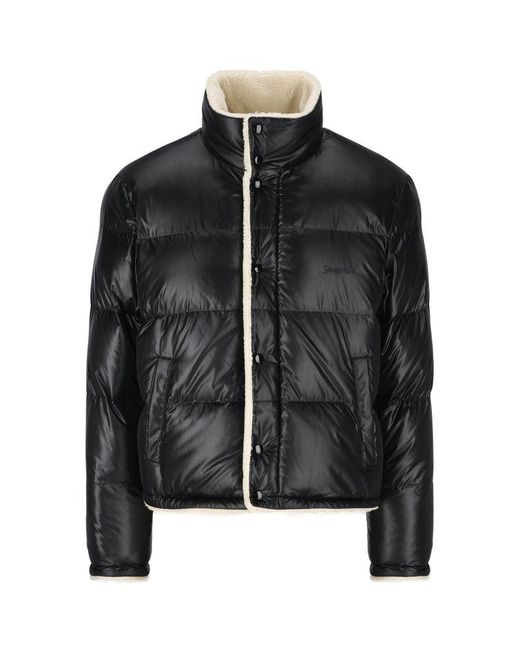 Saint Laurent Button-up Puffer Jacket in Black for Men | Lyst